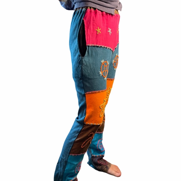 #02 Hippie Patchwork boho pants S, M, L Nepal custom handmade - Picture 3 of 8
